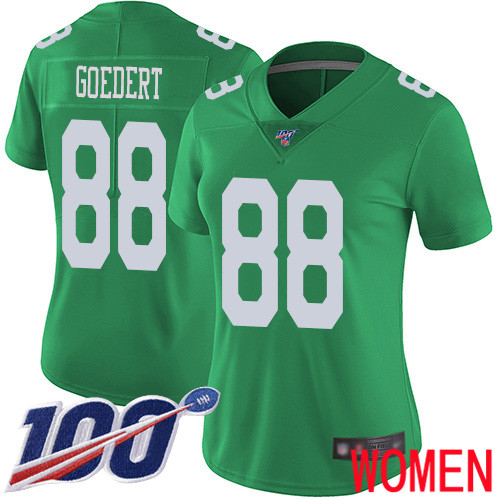 Women Philadelphia Eagles #88 Dallas Goedert Limited Green Rush Vapor Untouchable NFL Jersey 100th Season->nfl t-shirts->Sports Accessory